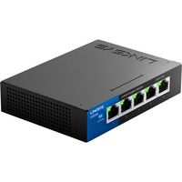 Linksys Commutateur de bureau Gigabit à 5 ports (LGS105), Switch Noir/Bleu, Non-géré, Gigabit Ethernet (10/100/1000), Montage mural