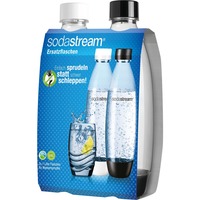 SodaStream Soda Bouteille Pet 1 L, Gourde Transparent/Noir, 1x blanc, 1x noir