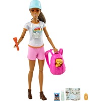 Barbie Wellness Jeu de randonnée avec chien, Poupée
