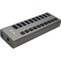 i-tec Hub de recharge USB 3.0 10 ports + adaptateur secteur, Hub USB Noir, Intérieure, Secteur, 1 m, Gris