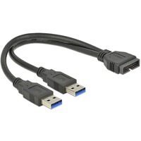 DeLOCK Tête de broche USB 3.0 vers adaptateur 2x USB 3.0 Type-A Noir