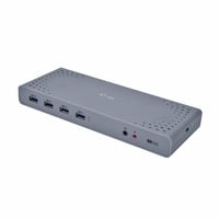 i-tec USB 3.0 / USB-C / Thunderbolt 3 Dual Display Docking Station, Station d'accueil Gris, Avec fil, USB 3.2 Gen 1 (3.1 Gen 1) Type-C, 3,5 mm, USB Type-A, USB Type-C, 10,100,1000 Mbit/s, Noir, Turquoise