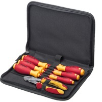 Wiha Jeu d'outils d'électricien, Set d'outils Rouge/Jaune, 7 pièces dans une mallette à outils