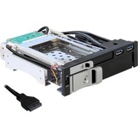 DeLOCK Cadre d'échange 5,25" pour 1 x 2,5 + 1 x 3,5 SATA, Cadrage Noir, 2x USB 3.0
