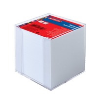 Herlitz 10410801 Distributeur de papier à note Carré Plastique Blanc, Organisateur Transparent, 90 mm, 90 mm, 90 mm, 1 pièce(s), 700 feuilles