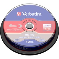 Verbatim BD-RE 25 GO, Disques Blu-ray 2x, 10 pièces, Blanc Bleu Surface, Détail Lite