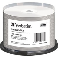 Verbatim CD-R 52x DataLifePlus 700 Mo 50 pièce(s) 52x, CD-R, 120 mm, 700 Mo, Fuseau, 50 pièce(s)