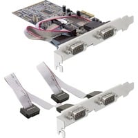 DeLOCK 4 x serial PCI Express card carte et adaptateur d'interfaces, Carte d'interface PCIe, Argent, 0,2304 Mbit/s, Avec fil, Windows 2000/XP/XP-64/Vista, Linux, MAC
