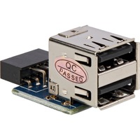 DeLOCK 1 x 9-pin 2.54 mm/2 x USB 2.0-A Noir, Bleu, Argent, Adaptateur 1 x 9-pin 2.54 mm, 2 x USB 2.0-A, Noir, Bleu, Argent