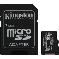Kingston Carte microSD Canvas Select Plus 512 Go, Carte mémoire Noir, SDCS2/512Go, Classe 10 UHS-I A1, Adaptateur inclus