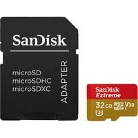 SanDisk Extreme microSDHC 32 Go , Carte mémoire UHS-I U3, Classe 10, V30, A2, adaptateur inclus