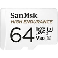 SanDisk High Endurance 64 Go MicroSDXC UHS-I Classe 10, Carte mémoire Blanc, 64 Go, MicroSDXC, Classe 10, UHS-I, 100 Mo/s, 40 Mo/s