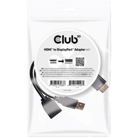 Club 3D HDMI > DisplayPort, Adaptateur Noir, 0,18 mètres