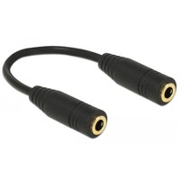 DeLOCK Audio Stereo Jack 3.5 mm 4-pin (female) > 3,5 mm 4-pin (female), Adaptateur Noir, 0,13 mètres