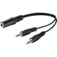 goobay AVK 325-020 0.2m câble audio 0,2 m 3,5mm Noir Mâle, 3,5mm, Femelle, 0,2 m, Noir