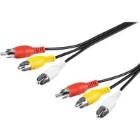 goobay Prise Cinch (RCA), Câble Noir, 2 mètres