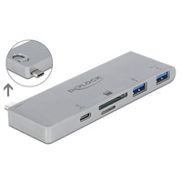 DeLOCK 64078 hub & concentrateur USB 3.2 Gen 1 (3.1 Gen 1) Type-C 5000 Mbit/s Gris, Lecteur de carte Argent, USB 3.2 Gen 1 (3.1 Gen 1) Type-C, USB 3.2 Gen 1 (3.1 Gen 1) Type-A, USB 3.2 Gen 1 (3.1 Gen 1) Type-C, MicroSD (TransFlash), MicroSDHC, MicroSDXC, SD, SDHC, SDXC, 5000 Mbit/s, Gris, Métal