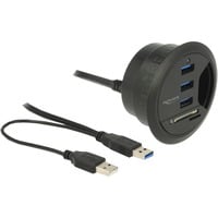 DeLOCK Hub de bureau 3 ports USB 3.0 + lecteur de carte SD 2 fentes