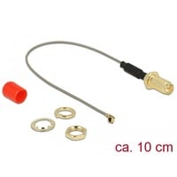 DeLOCK PR-SMA vers MHF/U.FL-LP-068 mâle, Adaptateur Gris/Or, 0,1 mètre
