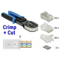 DeLOCK RJ45 Crimp + Cut Kit d'outils à sertir, Pince à sertir Noir/Bleu