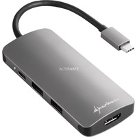 Sharkoon USB 3.0 Type C Multiport Adapter	, Station d'accueil Gris foncé
