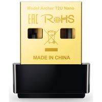 TP-Link Archer T2U Nano 433 Mbit/s, Adaptateur WLAN Noir, Sans fil, USB, Wi-Fi 5 (802.11ac), 433 Mbit/s, Noir