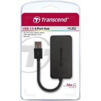 Transcend Concentrateur USB 3.0 à 4 ports, Hub USB Noir, 4x USB 3.0