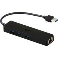 i-tec 3 ports USB 3.0 Slim + Gigabit LAN, Hub USB Noir, VIA VL813, ASIX AS88179, 123 mm, 29 mm, 19 mm, 50 g