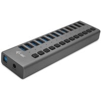 i-tec Hub de recharge USB 3.0 13 ports + adaptateur secteur, Hub USB Noir, Intérieure, Secteur, Gris