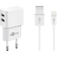 goobay Apple Lightning Dual Charging Set 2.4 A, Chargeur Blanc