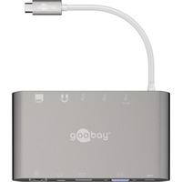 goobay 62113 station d'accueil Avec fil USB 3.2 Gen 1 (3.1 Gen 1) Type-C Argent, Lecteur de carte Argent, Avec fil, USB 3.2 Gen 1 (3.1 Gen 1) Type-C, 60 W, 1000 Mbit/s, Argent, MicroSD (TransFlash), MicroSDHC, MicroSDXC, SD, SDHC, SDXC