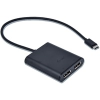 i-tec USB-C > Double DisplayPort, Adaptateur Noir, 0,3 mètre, 4K