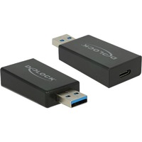 DeLOCK 65689 changeur de genre de câble USB 3.1 Gen 2 Type-A USB 3.1 Gen 2 USB Type-C Noir, Adaptateur Noir, USB 3.1 Gen 2 Type-A, USB 3.1 Gen 2 USB Type-C, Noir