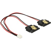 DeLOCK Alimentation 2 broches femelles > 2 x SATA 15 broches, Câble en Y Noir/Rouge, 0,2 mètre