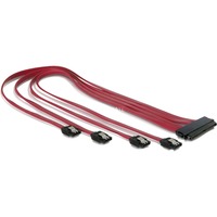DeLOCK Cable SAS 32pin > 4x SATA metal (SFF 8484 - 4x SATA) 50cm câble SATA 0,5 m Rouge, Adaptateur Rouge, 0,5 m, Rouge