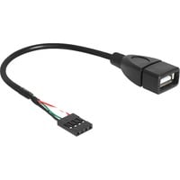 DeLOCK Connecteur USB femelle > USB-A 2.0 femelle, Adaptateur Noir, 0,2 mètre