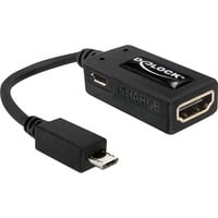 DeLOCK MHL > HDMI + micro-USB, Câble Noir, 0,15 mètres