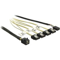 DeLOCK Mini SAS HD SFF-8643 > 4 x SATA 7 pin Reverse + Sideband, Câble Noir, 1 mètre
