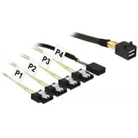 DeLOCK Mini SAS HD SFF-8643 > 4x SATA 7-Pin, Adaptateur Noir, 1 mètre + Bande latérale 1 m Métal