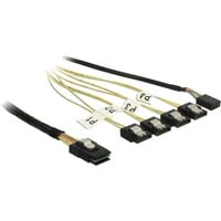 DeLOCK Mini SAS SFF-8087 > 4 x SATA 7 pin Reverse + Sideband, Câble Noir, 1 mètre