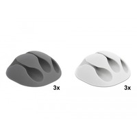 DeLOCK Porte-câbles à 3 canaux, Support Blanc/gris, 6 pièces
