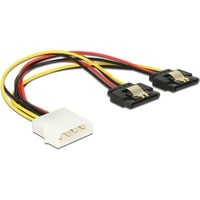 DeLOCK Power Molex 4-pin male > 2 x SATA 15-pin, Câble en Y Noir/Rouge, 0,2 mètres
