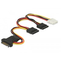 DeLOCK Prise SATA à 15 broches > 3 x prise SATA + 1 x Molex 4 broches femelle (PCB), Câble 20 cm