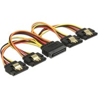 DeLOCK SATA 15 pin power > SATA 15 pin power 4x, Câble Noir/Rouge, 0,15 mètre