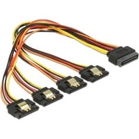 DeLOCK SATA 15 pin power > SATA 15 pin power 4x, Câble Noir/Rouge, 0,3 mètre