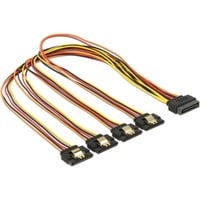 DeLOCK SATA 15 pin power > SATA 15 pin power 4x, Câble Noir/Rouge, 50 cm