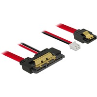 DeLOCK SATA 6 Gb/s 7 broches + 2 broches d'alimentation femelle > SATA 22 broches, Adaptateur Noir/Rouge, 85240, 0,2 mètre