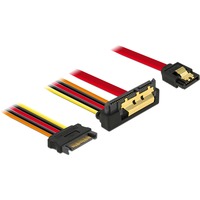DeLOCK SATA 6 Gb/s 7 pin + SATA 15 pin power plug > SATA 22 pin, Adaptateur Noir/Rouge, 0,3 mètres