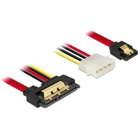 DeLOCK SATA 7 broches + prise d'alimentation Molex 4 broches > SATA 22 broches droite, Adaptateur Noir/Rouge, 85230, 0,3 mètre