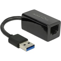 DeLOCK SuperSpeed USB-A (USB 3.1 Gen 1) mâle > Gigabit LAN 10/100/1000 Mbps compact, Adaptateur Noir, 12,7 centimètres